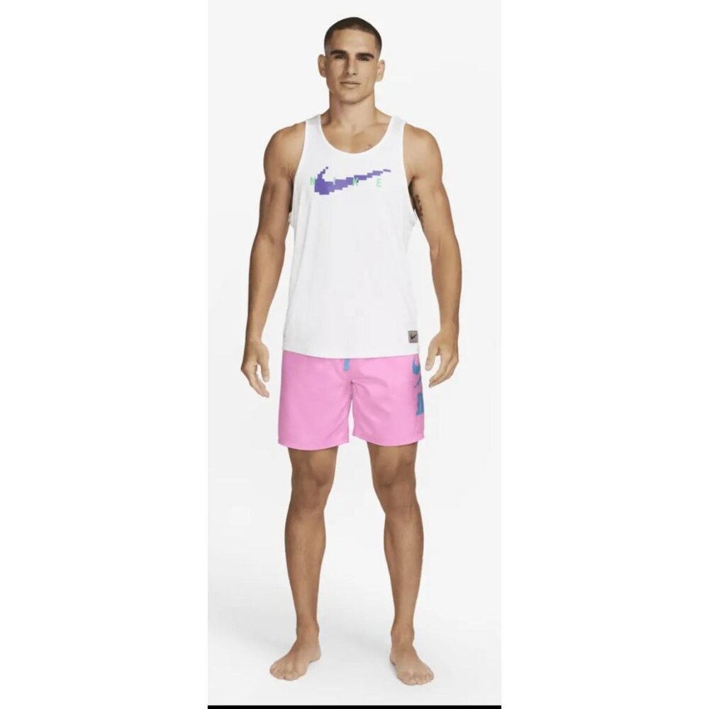 Nike SWIM RI-FIT‎ Digi Logo Tank Top Shirt White NESSD668 Men's Large - Picture 7 of 11